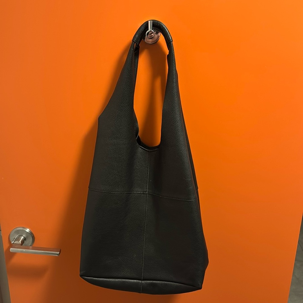 Black faux leather bag, never worn